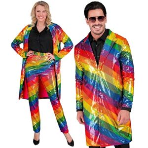 W WIDMANN MILANO Party Fashion Widmann 12423 Party Fashion Pailletten Mantel Sequin Coat, Striped Rainbow Colours, XXL W WIDMANN MILANO Party Fashion Widmann 12423 Party Fashion Pailletten Mantel Sequin Coat, Striped Rainbow Colours, XXL