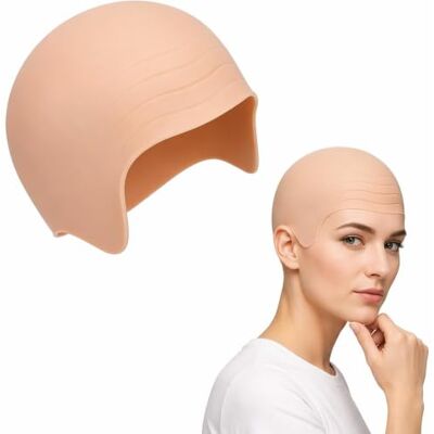 Gryphix Latex Bald Cap, Realistic Skin Color Bald Wig Skull Cap for Adults Kids, Stretchy Rubber Costume Hat Makeup Accessory for Halloween Fancy Dress, Cosplay Party and Stage Performance Gryphix Latex Bald Cap, Realistic Skin Color Bald Wig Skull Cap for Adults Kids, Stretchy Rubber Costume Hat Makeup Accessory for Halloween Fancy Dress, Cosplay Party and Stage Performance