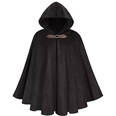 LIKPOJA Renaissance Hooded Cloak for Men Medieval Hobbit Halloween Costume Cape Victorian Capelet Velvet Gothic Halloween Costume(BlackA,102cm) LIKPOJA Renaissance Hooded Cloak for Men Medieval Hobbit Halloween Costume Cape Victorian Capelet Velvet Gothic Halloween Costume(BlackA,102cm)