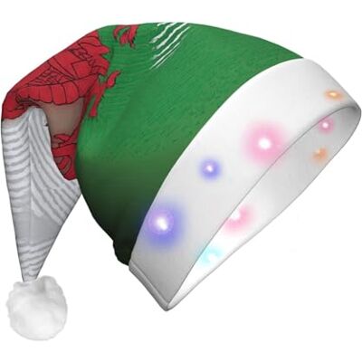 AABBfdg Welsh Dragon LED Santa Hat, Light Up Christmas Hat for Adults, Unisex Santa Cap for Holiday & Party AABBfdg Welsh Dragon LED Santa Hat, Light Up Christmas Hat for Adults, Unisex Santa Cap for Holiday & Party
