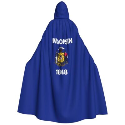 KLJnmbb Wisconsin State Flag Print Hooded Cloak Halloween Robe Cosplay Carnival 185cm Casual Wear Versatile Accessory Outdoor Versatile Costume Cape KLJnmbb Wisconsin State Flag Print Hooded Cloak Halloween Robe Cosplay Carnival 185cm Casual Wear Versatile Accessory Outdoor Versatile Costume Cape