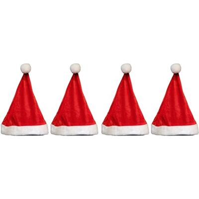 Hilltop Supplies Christmas Santa Claus Hat, Festive Party Supplies, Single, Two or Four Pack (4) Hilltop Supplies Christmas Santa Claus Hat, Festive Party Supplies, Single, Two or Four Pack (4)