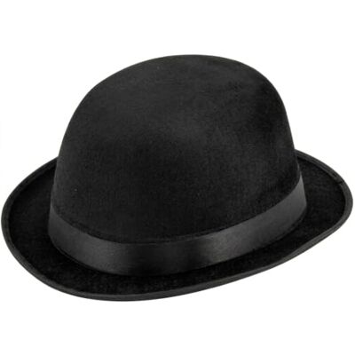 HENBRANDT Black Velour Bowler Hat Adult Fancy Dress Costume One Size, Adults and Ages 14+, Victorian, Magician, Halloween, Theatre, Cosplay, Stage Shows HENBRANDT Black Velour Bowler Hat Adult Fancy Dress Costume One Size, Adults and Ages 14+, Victorian, Magician, Halloween, Theatre, Cosplay, Stage Shows