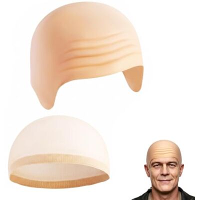 JunTiJian Bald Cap,Latex Bald Caps Adult,Bald Wig with Hair Net,Realistic Bold Caps Wigs Professional,Thick Skin Head Skull Wig,Fancy Dress Cosplay Hat Costume Accessory for Adults Halloween,Carnival,Christmas JunTiJian Bald Cap,Latex Bald Caps Adult,Bald Wig with Hair Net,Realistic Bold Caps Wigs Professional,Thick Skin Head Skull Wig,Fancy Dress Cosplay Hat Costume Accessory for Adults Halloween,Carnival,Christmas