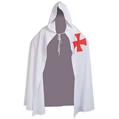 BLESSUME Medieval Knights Costume Cape Medieval Cloak with Cross (Templar Knight) BLESSUME Medieval Knights Costume Cape Medieval Cloak with Cross (Templar Knight)