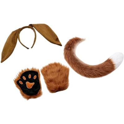 WRWIZDR Halloween Costume Accessory Set Plush Tail Gloves Plush Tail Gloves Long Ears Headband Cosplay Event Photo Booth Styling Costume Looks Animal Dress Up WRWIZDR Halloween Costume Accessory Set Plush Tail Gloves Plush Tail Gloves Long Ears Headband Cosplay Event Photo Booth Styling Costume Looks Animal Dress Up