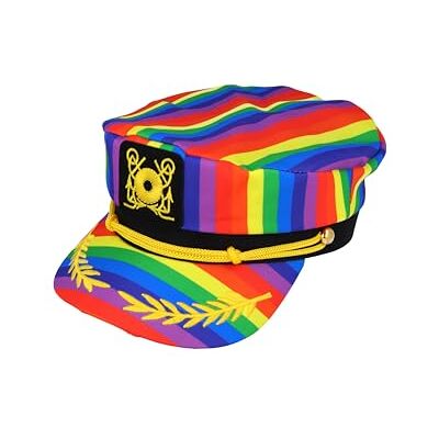 HENBRANDT Adult Rainbow Pride Naval Captain Sailor Hat LGBTQ+ Pride Party Accessories Gay Pride Novelty Fancy Dress Costume Headwear Rainbow Yacht Captain Marine Admiral Boat Hat for Men and Women HENBRANDT Adult Rainbow Pride Naval Captain Sailor Hat LGBTQ+ Pride Party Accessories Gay Pride Novelty Fancy Dress Costume Headwear Rainbow Yacht Captain Marine Admiral Boat Hat for Men and Women
