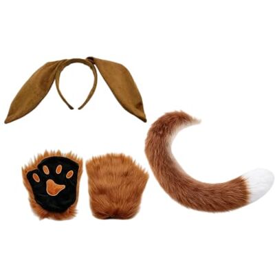 hogtnd Halloween Costume Accessory Set Long Ears Headband Paw, Brown hogtnd Halloween Costume Accessory Set Long Ears Headband Paw, Brown