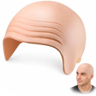 PLATEYTR Bald Cap, Thick Rubber Skull Wig Cap, Fancy Dress Cosplay Hat for Adults PLATEYTR Bald Cap, Thick Rubber Skull Wig Cap, Fancy Dress Cosplay Hat for Adults