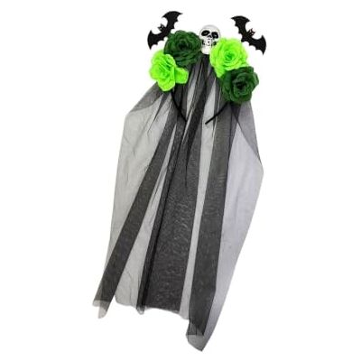 yanwuwa Tulle Veil Halloween Headband with Skull Bat Floral Accent, D yanwuwa Tulle Veil Halloween Headband with Skull Bat Floral Accent, D
