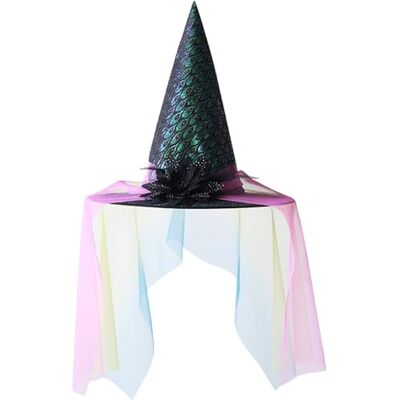 WRWIZDR Wizard Hat for Halloween Party with Veil Delicate Black Coser Wizard Hat for Masquerade Fashion Adults Cosplay Costume Accessory, Soft and Unique WRWIZDR Wizard Hat for Halloween Party with Veil Delicate Black Coser Wizard Hat for Masquerade Fashion Adults Cosplay Costume Accessory, Soft and Unique