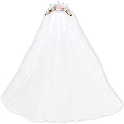 W WIDMANN MILANO Party Fashion Widmann 07063 Tiara with Bridal Veil with Roses and Diamonds for Adults One Size W WIDMANN MILANO Party Fashion Widmann 07063 Tiara with Bridal Veil with Roses and Diamonds for Adults One Size