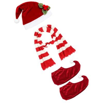 FROMCEO Costume Accessory Set 3-Piece Scarf, Boot Covers with Elastic Straps for Christmas Gatherings FROMCEO Costume Accessory Set 3-Piece Scarf, Boot Covers with Elastic Straps for Christmas Gatherings