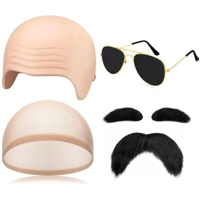 Blueshoop Bald Cap Costume Set for Adults, Stretchy Latex Bald Caps, Realistic Head Cover for Cosplay, Halloween, Theatre, Fancy Dress Parties Blueshoop Bald Cap Costume Set for Adults, Stretchy Latex Bald Caps, Realistic Head Cover for Cosplay, Halloween, Theatre, Fancy Dress Parties