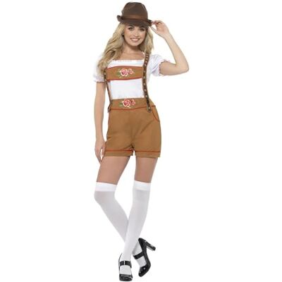 Smiffys Sexy Bavarian Beer Girl Costume, Brown with Top & Lederhosen, Oktoberfest Fancy Dress, Adult Dress Up Costumes Smiffys Sexy Bavarian Beer Girl Costume, Brown with Top & Lederhosen, Oktoberfest Fancy Dress, Adult Dress Up Costumes