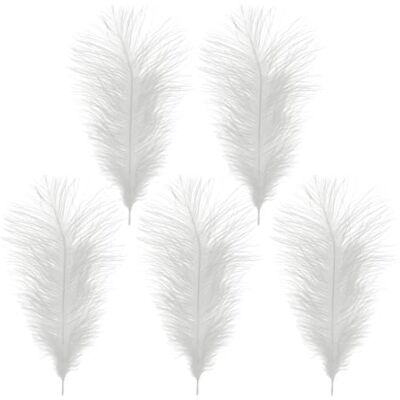 Trimming Shop 14-16inch(35-40cm) White Ostrich Feathers Plume for Wedding Table Centrepieces Home Decoration Decorating Costumes Headdresses Showgirl Spadones, Pack of 5 Trimming Shop 14-16inch(35-40cm) White Ostrich Feathers Plume for Wedding Table Centrepieces Home Decoration Decorating Costumes Headdresses Showgirl Spadones, Pack of 5
