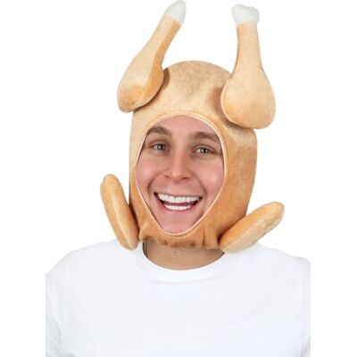 HENBRANDT Adult Full-Face Cooked Turkey Hat 40cm Plush Stuffed Turkey Hat with Face Hole Novelty Hat for Thanksgiving and Christmas Headwear Fancy Dress Costume Accessory for Men and Women HENBRANDT Adult Full-Face Cooked Turkey Hat 40cm Plush Stuffed Turkey Hat with Face Hole Novelty Hat for Thanksgiving and Christmas Headwear Fancy Dress Costume Accessory for Men and Women