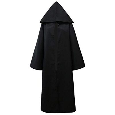 JIAHG Halloween Jedi Warrior Hooded Cloak Black Wizard Vampire Robe Medieval Knight Cloak Adult Gothic Costume Cape with Hood Fancy Dress Witch Mantle Cosplay Outfit for Men Women (Black) JIAHG Halloween Jedi Warrior Hooded Cloak Black Wizard Vampire Robe Medieval Knight Cloak Adult Gothic Costume Cape with Hood Fancy Dress Witch Mantle Cosplay Outfit for Men Women (Black)