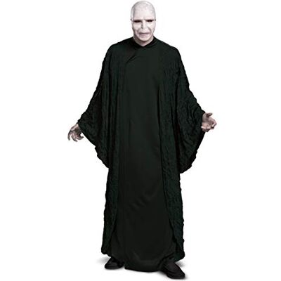Disguise 107739C Voldemort, Official Harry Potter Wizarding World Adult Robe and Mask Halloween Costume Sized, Solid, Black, XXL Disguise 107739C Voldemort, Official Harry Potter Wizarding World Adult Robe and Mask Halloween Costume Sized, Solid, Black, XXL