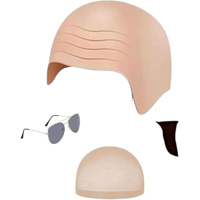 ETRAVEL Bald Cap costume kit with sunglasses- Pitbull costume fancy dress Mr Worldwide Music festival fancy dress party Accesory ETRAVEL Bald Cap costume kit with sunglasses- Pitbull costume fancy dress Mr Worldwide Music festival fancy dress party Accesory