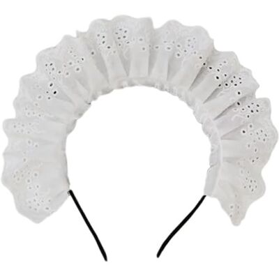 Haiki Cosplay Maid Hair Hoop Women Elegant Pleated Lace Makeup Headbands for Girl Stage Halloween Performances Headpieces Haiki Cosplay Maid Hair Hoop Women Elegant Pleated Lace Makeup Headbands for Girl Stage Halloween Performances Headpieces