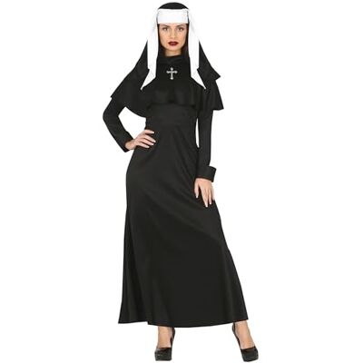 FIESTAS GUIRCA Gothic Nun Black and White Veil and Black Robe Fancy Dress Costume Adult Woman Size M 10-12 FIESTAS GUIRCA Gothic Nun Black and White Veil and Black Robe Fancy Dress Costume Adult Woman Size M 10-12