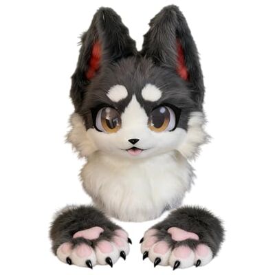 tursuit Partial Wolf Fursuit Set, Furry Head mask Paws Tail Feet costume outfit, Cosplay Costume for Halloween Comic Con Themed Party (Head B+paws, Height 5'5"–6'0") tursuit Partial Wolf Fursuit Set, Furry Head mask Paws Tail Feet costume outfit, Cosplay Costume for Halloween Comic Con Themed Party (Head B+paws, Height 5'5"–6'0")