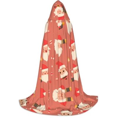 PHAYAH Hooded Poncho Christma Hoodie Halloween Witch Witchcraft Robe Santa Hat Pattern Hooded Poncho For Cosplay Halloween Costume Party Masquerade PHAYAH Hooded Poncho Christma Hoodie Halloween Witch Witchcraft Robe Santa Hat Pattern Hooded Poncho For Cosplay Halloween Costume Party Masquerade