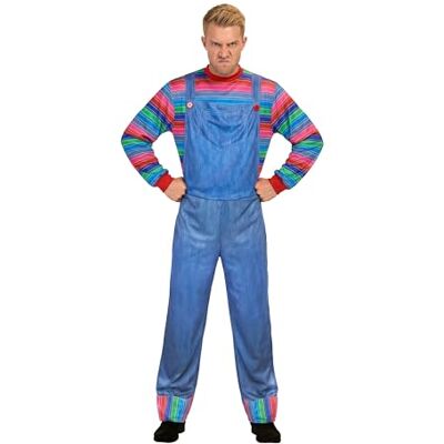 HENBRANDT Killer Doll Adult Fancy Dress Costume, One Size Includes Top and Dungarees, Multicolour Stripe Detail, Halloween and Fancy Dress HENBRANDT Killer Doll Adult Fancy Dress Costume, One Size Includes Top and Dungarees, Multicolour Stripe Detail, Halloween and Fancy Dress