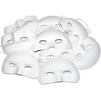 Kids B Crafty White Half Masks to Decorate, 12 Plain Face Masks for Kids Arts and Crafts Kids B Crafty White Half Masks to Decorate, 12 Plain Face Masks for Kids Arts and Crafts