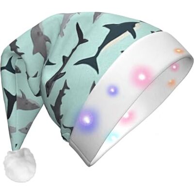 SDEGTHO Shark Santa Hat For Adult Led Christmas Hats Unisex Holiday Comfort Xmas Hat For New Year Festive Party SDEGTHO Shark Santa Hat For Adult Led Christmas Hats Unisex Holiday Comfort Xmas Hat For New Year Festive Party