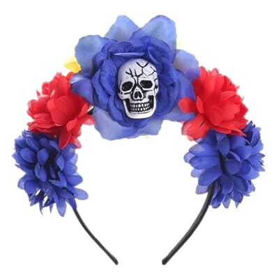 QQYHZX Skeleton Headband Halloween Cosplay Party Headwear, Red blue QQYHZX Skeleton Headband Halloween Cosplay Party Headwear, Red blue