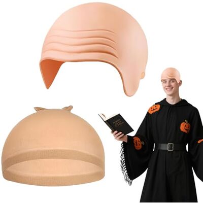 Wlleoaa 2 PCS Bald Head Cap and Hairnet, Latex Bald Cap for Adults, Halloween Balds Caps, Easy to Use & Reusable, Baldy Wig Costume Accessory for Stage Plays, Movies, Club Activities Halloween Party Wlleoaa 2 PCS Bald Head Cap and Hairnet, Latex Bald Cap for Adults, Halloween Balds Caps, Easy to Use & Reusable, Baldy Wig Costume Accessory for Stage Plays, Movies, Club Activities Halloween Party