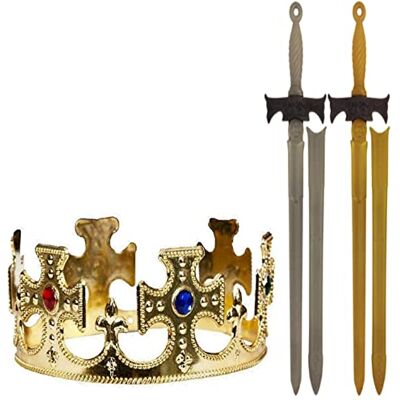Lizzy Kids King Costume Accessory Set Crown and Plastic Sword Fancy Dress Accessories for Royal King Knight Warrior Role Play Book Day School Events Parties Lightweight One Size Costume Set Lizzy Kids King Costume Accessory Set Crown and Plastic Sword Fancy Dress Accessories for Royal King Knight Warrior Role Play Book Day School Events Parties Lightweight One Size Costume Set