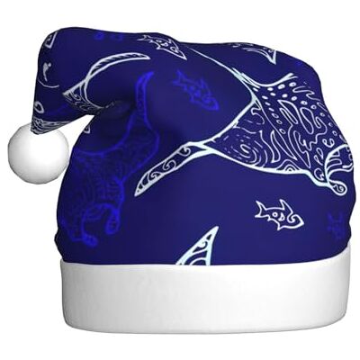 Hgvcse Santa Hat Santa Claus Manta Rays and Fish Adult Funny Funny Festive Party Fancy Dress Winter Decoration Hgvcse Santa Hat Santa Claus Manta Rays and Fish Adult Funny Funny Festive Party Fancy Dress Winter Decoration