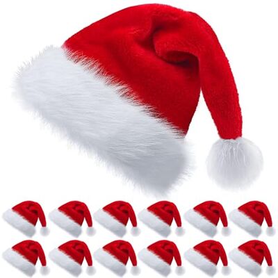 Bismaa Adult Christmas Santa Hat, Red & White Classic Xmas Hats For Adults, Soft Warm Unisex Fancy Dress New Year Party Supplies Costume Accessories Bismaa Adult Christmas Santa Hat, Red & White Classic Xmas Hats For Adults, Soft Warm Unisex Fancy Dress New Year Party Supplies Costume Accessories