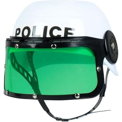 Boland Police helmet, visor helmet policeman, chin strap, green visor can be folded up, costume, carnival, theme party Boland Police helmet, visor helmet policeman, chin strap, green visor can be folded up, costume, carnival, theme party
