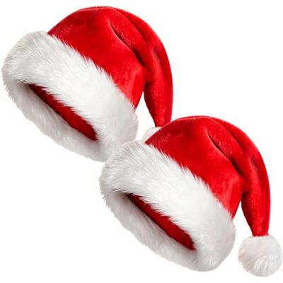AUXHCYL Santa Hats for Adults and Kids, Red Plush Christmas Hat for Men and Women Classic Santa Hat Set with White Trim and Pom-Poms for Office Christmas Party, Fancy Dress and Festive Photos AUXHCYL Santa Hats for Adults and Kids, Red Plush Christmas Hat for Men and Women Classic Santa Hat Set with White Trim and Pom-Poms for Office Christmas Party, Fancy Dress and Festive Photos