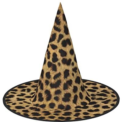 ZISHAK Leopard Animal Print Trendy Halloween Witch Hat For Women Ultimate Party Hat For Best Halloween Costume Ensemble ZISHAK Leopard Animal Print Trendy Halloween Witch Hat For Women Ultimate Party Hat For Best Halloween Costume Ensemble