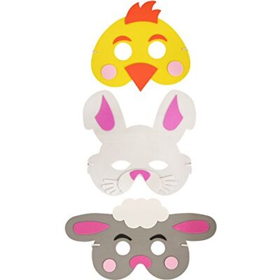 HENBRANDT 3 x Easter Anima Foam Masks for Kids Easter Animals EVA Foam Face Masks Easter Egg Hunt Fancy Dress Costume Kids Party Favour Loot Bag Filler for Boys and Girls HENBRANDT 3 x Easter Anima Foam Masks for Kids Easter Animals EVA Foam Face Masks Easter Egg Hunt Fancy Dress Costume Kids Party Favour Loot Bag Filler for Boys and Girls
