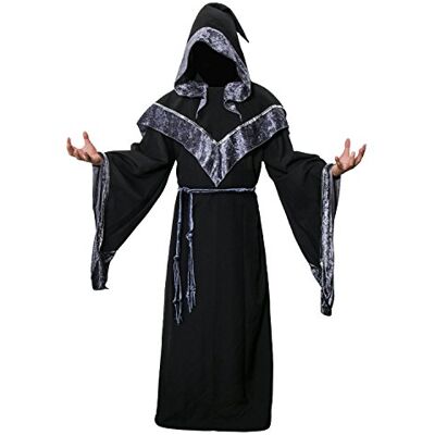 NOFONDA Men's Dark Wizard Robe Medieval Monk Robe Dark Mystic Godfather Sorcerer Hooded Costume Cape Cloak Halloween Cosplay(Small) NOFONDA Men's Dark Wizard Robe Medieval Monk Robe Dark Mystic Godfather Sorcerer Hooded Costume Cape Cloak Halloween Cosplay(Small)