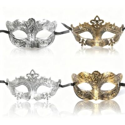 KAOVCXR 4Pcs Venetian Half Mask Masquerade, Black/Gold Mask Masquerade KAOVCXR 4Pcs Venetian Half Mask Masquerade, Black/Gold Mask Masquerade