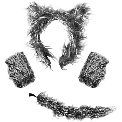 AIWXEEU 4Pcs Wolf Costume Accessory Set, Animal Ears Tail and Gloves Cosplay Costume for Animal Theme Parties and Dress Up Activities AIWXEEU 4Pcs Wolf Costume Accessory Set, Animal Ears Tail and Gloves Cosplay Costume for Animal Theme Parties and Dress Up Activities