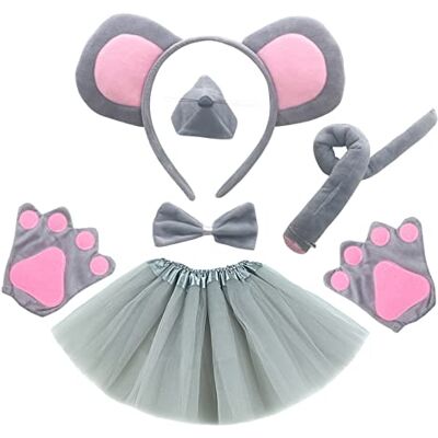 MIVAIUN 6 Pieces Animal Costume Set Mouse Ears Headband NoseTail and Bow Tie tutu skirt Animal Fancy Dress Halloween Cosplay Game Party Decoration Rat Theme Makeup Costume Accessories(6 pcs) MIVAIUN 6 Pieces Animal Costume Set Mouse Ears Headband NoseTail and Bow Tie tutu skirt Animal Fancy Dress Halloween Cosplay Game Party Decoration Rat Theme Makeup Costume Accessories(6 pcs)
