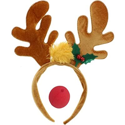 Topkids Accessories Christmas Headbands for Adults & Kids Reindeer Christmas Hat Deer Horns Antlers Santa Hat & Rudolph Red Nose, Christmas Head Accessories, Christmas Hats Adult (Brown Holly Nose) Topkids Accessories Christmas Headbands for Adults & Kids Reindeer Christmas Hat Deer Horns Antlers Santa Hat & Rudolph Red Nose, Christmas Head Accessories, Christmas Hats Adult (Brown Holly Nose)