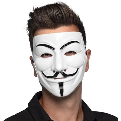 Boland Anonymous Face Mask White Adult I Anonymous Protest Hacker Guido I Halloween Carnival Cosplay Costume Boland Anonymous Face Mask White Adult I Anonymous Protest Hacker Guido I Halloween Carnival Cosplay Costume