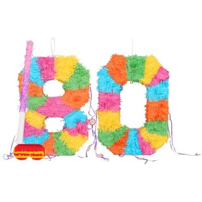 Fax Potato 80th Birthday Piñata Set with Pink Stick & Blindfold Multicoloured Fillable Birthday Party Decoration, Sweet Holder Game, Kids & Adults Celebration Supplies, Wedding, Anniversary Fax Potato 80th Birthday Piñata Set with Pink Stick & Blindfold Multicoloured Fillable Birthday Party Decoration, Sweet Holder Game, Kids & Adults Celebration Supplies, Wedding, Anniversary