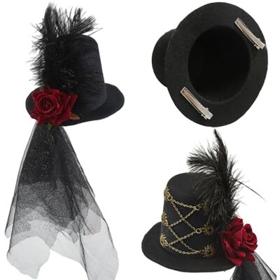 Striegro Steampunk Hat for Women, Veil &, Black.. Secure Clip Fit, Lightweight Design, Ideal for Halloween Costumes Striegro Steampunk Hat for Women, Veil &, Black.. Secure Clip Fit, Lightweight Design, Ideal for Halloween Costumes