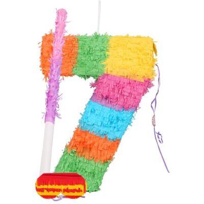 Fax Potato Number 7 Pop-Out Piñata with Stick & Blindfold Pink Stick Fillable Colorful Rainbow Pinata Lightweight Cardboard Party Decoration Pack Game Set for Birthdays, Anniversary Fax Potato Number 7 Pop-Out Piñata with Stick & Blindfold Pink Stick Fillable Colorful Rainbow Pinata Lightweight Cardboard Party Decoration Pack Game Set for Birthdays, Anniversary