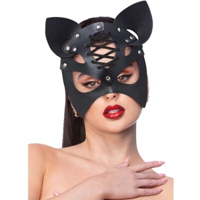 Smiffys Fever Black Mock Leather Cat Mask, Fever Accessories Fancy Dress, Rabbit/Bunny Dress Up Masks Smiffys Fever Black Mock Leather Cat Mask, Fever Accessories Fancy Dress, Rabbit/Bunny Dress Up Masks